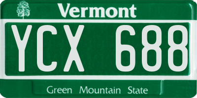 VT license plate YCX688