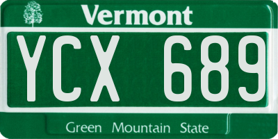 VT license plate YCX689