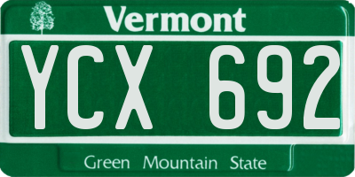 VT license plate YCX692