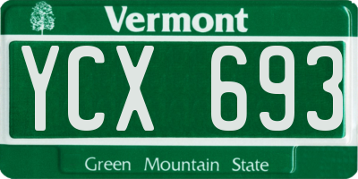 VT license plate YCX693