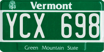 VT license plate YCX698