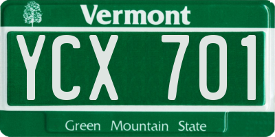 VT license plate YCX701