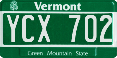VT license plate YCX702