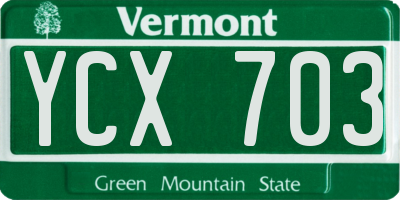 VT license plate YCX703