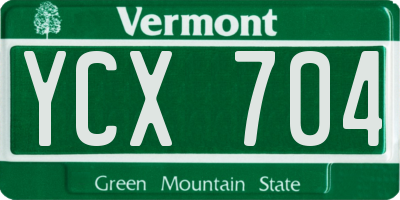 VT license plate YCX704