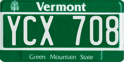 VT license plate YCX708