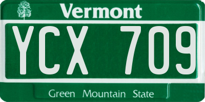 VT license plate YCX709