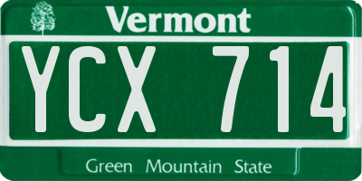 VT license plate YCX714