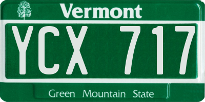 VT license plate YCX717