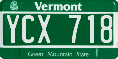 VT license plate YCX718