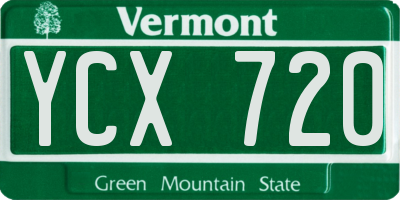 VT license plate YCX720