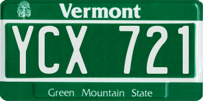 VT license plate YCX721