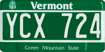 VT license plate YCX724