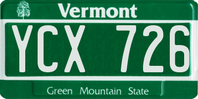 VT license plate YCX726