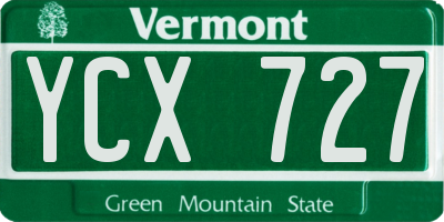 VT license plate YCX727