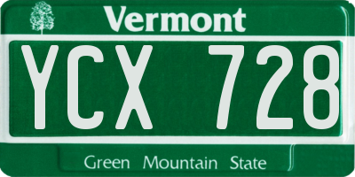 VT license plate YCX728