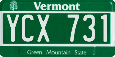 VT license plate YCX731