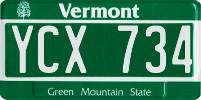 VT license plate YCX734