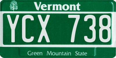 VT license plate YCX738
