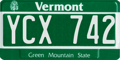 VT license plate YCX742