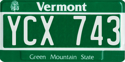 VT license plate YCX743