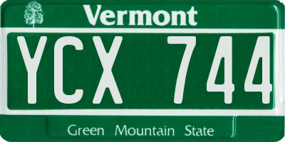 VT license plate YCX744