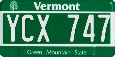 VT license plate YCX747
