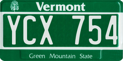 VT license plate YCX754