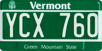VT license plate YCX760