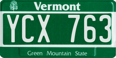 VT license plate YCX763
