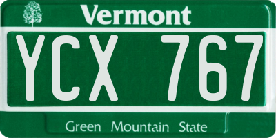 VT license plate YCX767