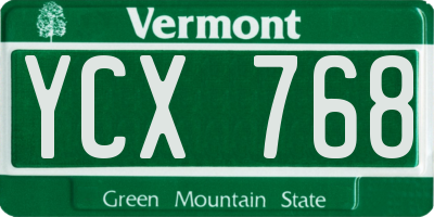VT license plate YCX768