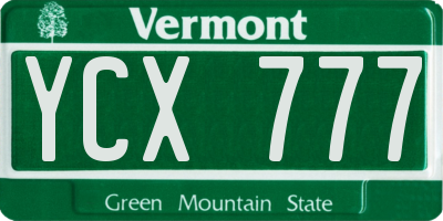 VT license plate YCX777