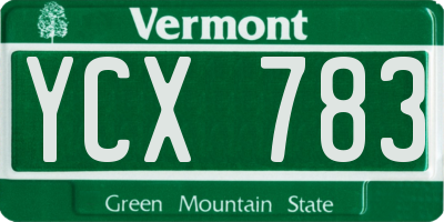 VT license plate YCX783