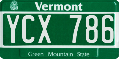 VT license plate YCX786