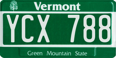 VT license plate YCX788