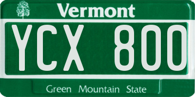 VT license plate YCX800