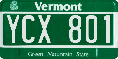 VT license plate YCX801