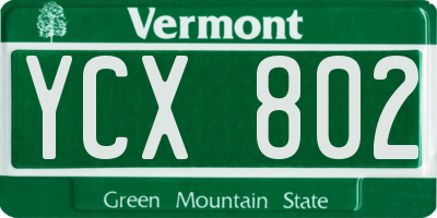 VT license plate YCX802