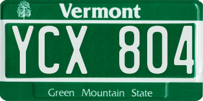VT license plate YCX804