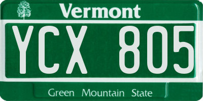 VT license plate YCX805