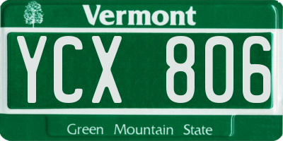 VT license plate YCX806