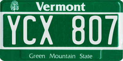 VT license plate YCX807