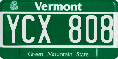 VT license plate YCX808
