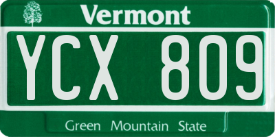 VT license plate YCX809