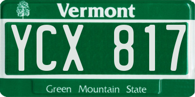 VT license plate YCX817