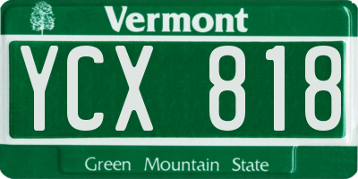 VT license plate YCX818