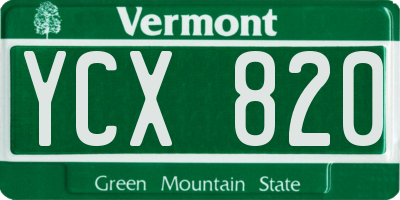 VT license plate YCX820
