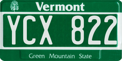 VT license plate YCX822