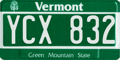 VT license plate YCX832